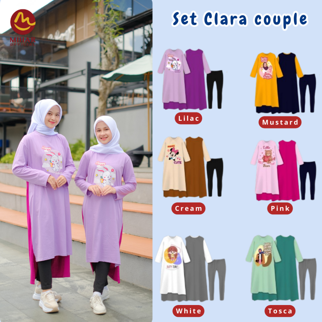 DRESS / DRESS ANAK FREE LEGING / DRESS COUPLE / DRESS KEKINIAN / SETELAN DRESS TUNIK COUPLE CLARA DR