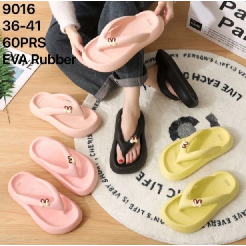 Sandal Wanita Jelly Jepit Eva Rubber Tebal Lucu Unik