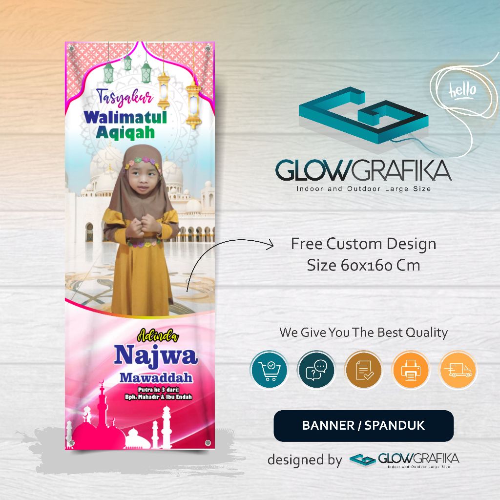 Cetak Spanduk Banner Walimatul Aqiqah Custom Nama Dan Foto