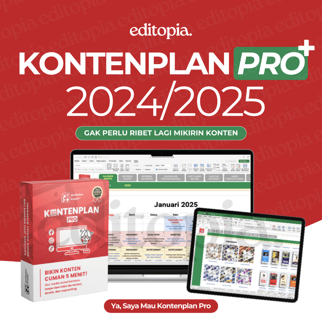 Kontenplan Pro 2024/2025: Template Desain, Quotes, Bonus Canva 2000+ & E-Book Copywriting