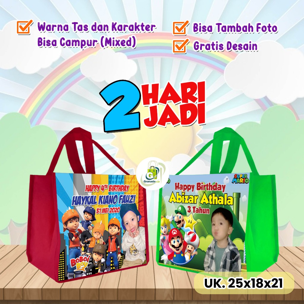 

Tas Ulang Tahun Anak Custom - Goodie Bag Bingkisan Snack Ultah Bento ( 25X18X21 ) 2 HARI JADI