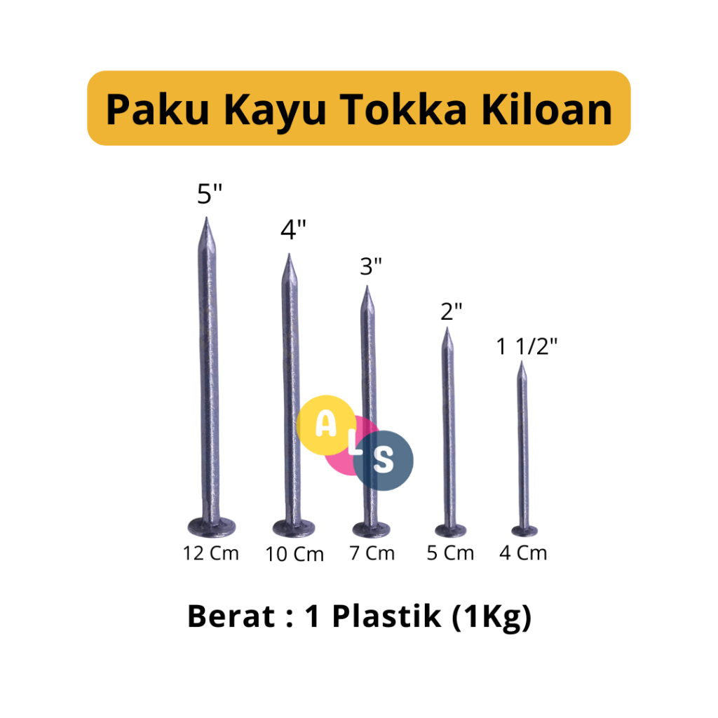Paku Kayu Seri Tokka/1Kg/Paku Tokka 4 cm 5 cm 7 cm 10 cm 12 cm/Paku Kiloan