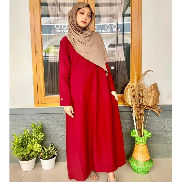 Gamis Polos Ibu Ibu Hitam Premium Jumbo Simpel Putih Remaja Terbaru