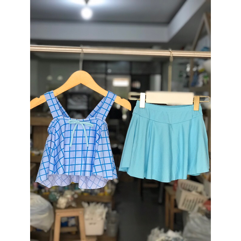 BAJU RENANG ANAK PEREMPUAN ROK KOTAK KOTAK CR409
