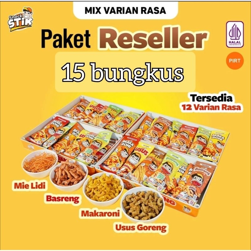 

paket hemat reseller 15 pcs snack viral