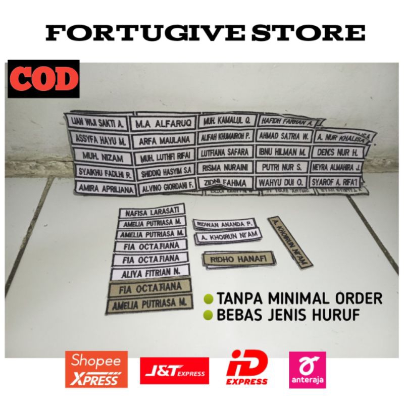 Nama Bordir / Name Tag Bordir komputer Murah