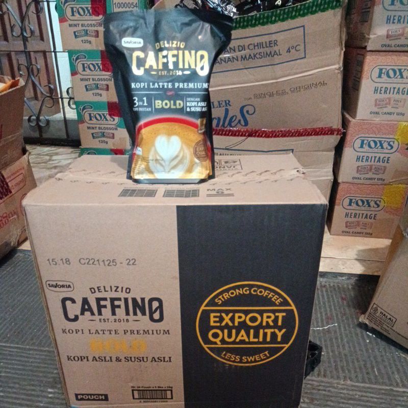 

Caffino Kopi latte premium 3 in 1 bold pouch kopi instant 1 karton isi 24 pouch x 5 sachet