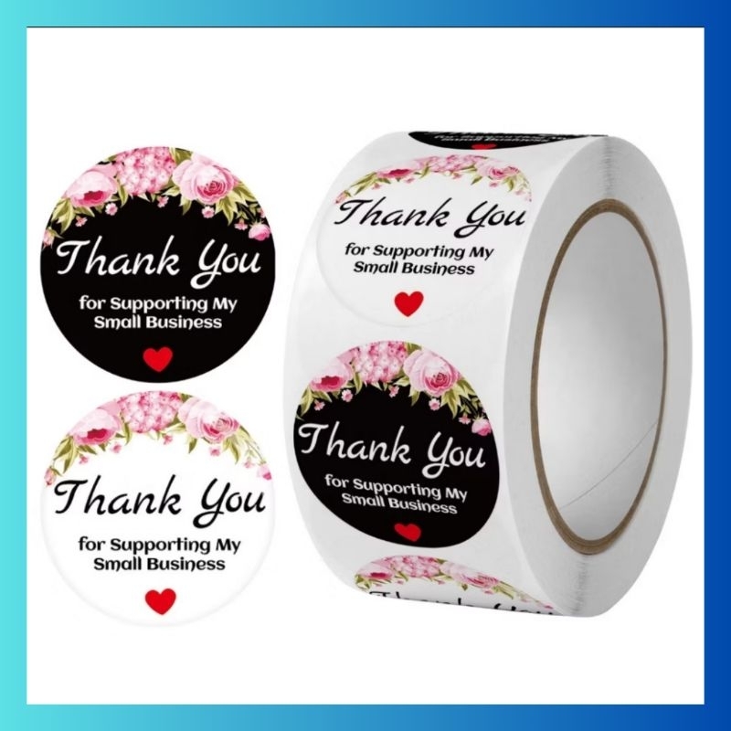 

stiker thankyou roll isi 500 pcs / stiker terimakasih warna variasi karakter dengan perekat
