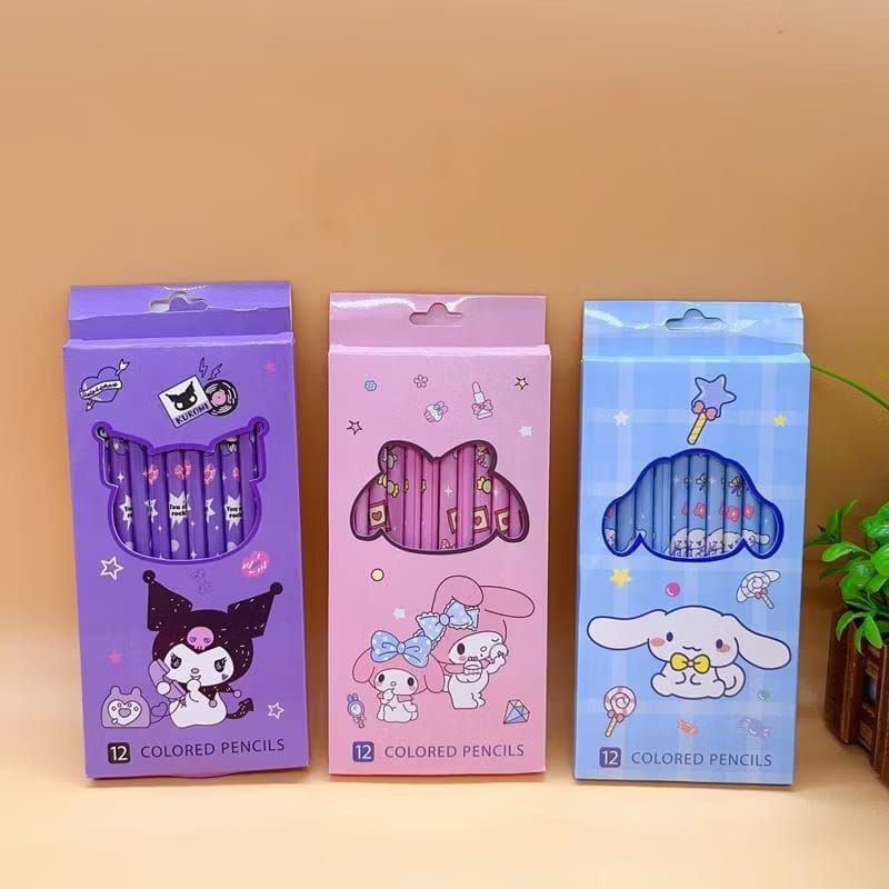 

Pensil Warna | Set Mewarnai Pensil Warna karakter sanrio Isi 12pcs ( free box )