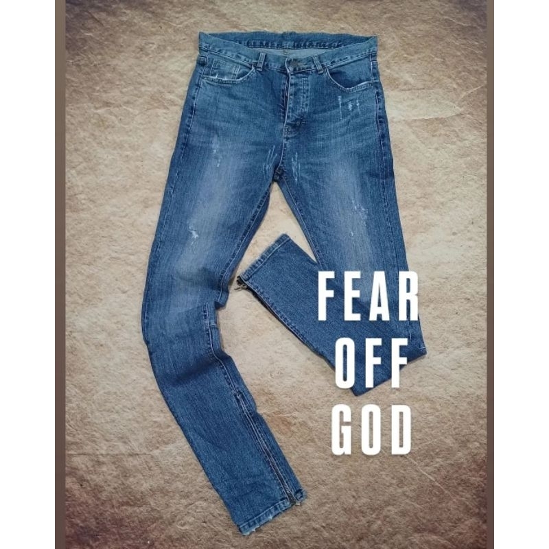 jeans fear of god bahan denim model skiny bekas second preloved