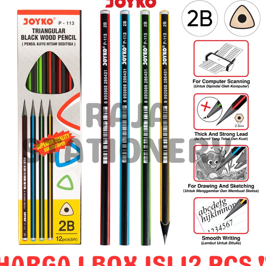

PAKET MEWAH PENCIL PENSIL KAYU 2B HITAM SEGITIGA P113 12PCS