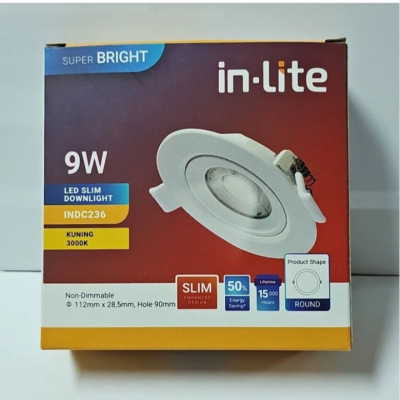 Lampu LED Slim Downlight 9 WATT Inbow INLITE INDC236 Spotlight 9W SNI