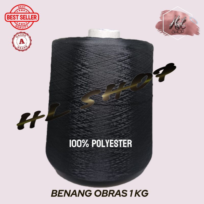 Benang Obras Putih & Hitam 1kg | Benang Obras Polyester | Benang Obras