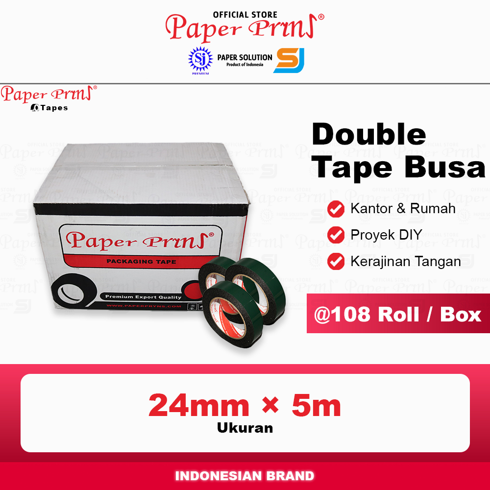 

Double Tape Foam Busa 1 inch Paperpryns 24mm x 5m (@1 Box isi 108 Roll)
