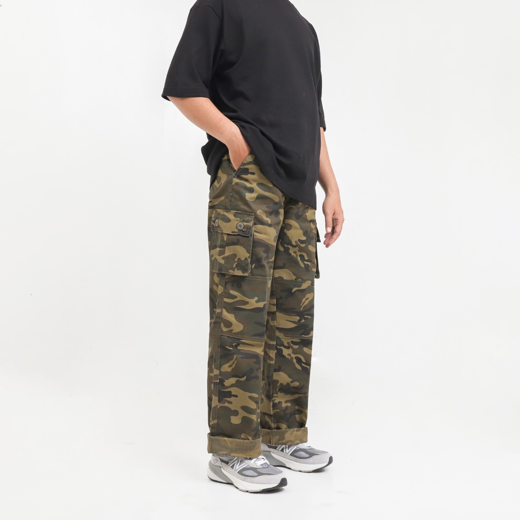 CELANA TIMEBOMB REGULAR CUT |Cargo pants Wide Leg | Cargo Pants Loose fit Loreng | Barinas 1