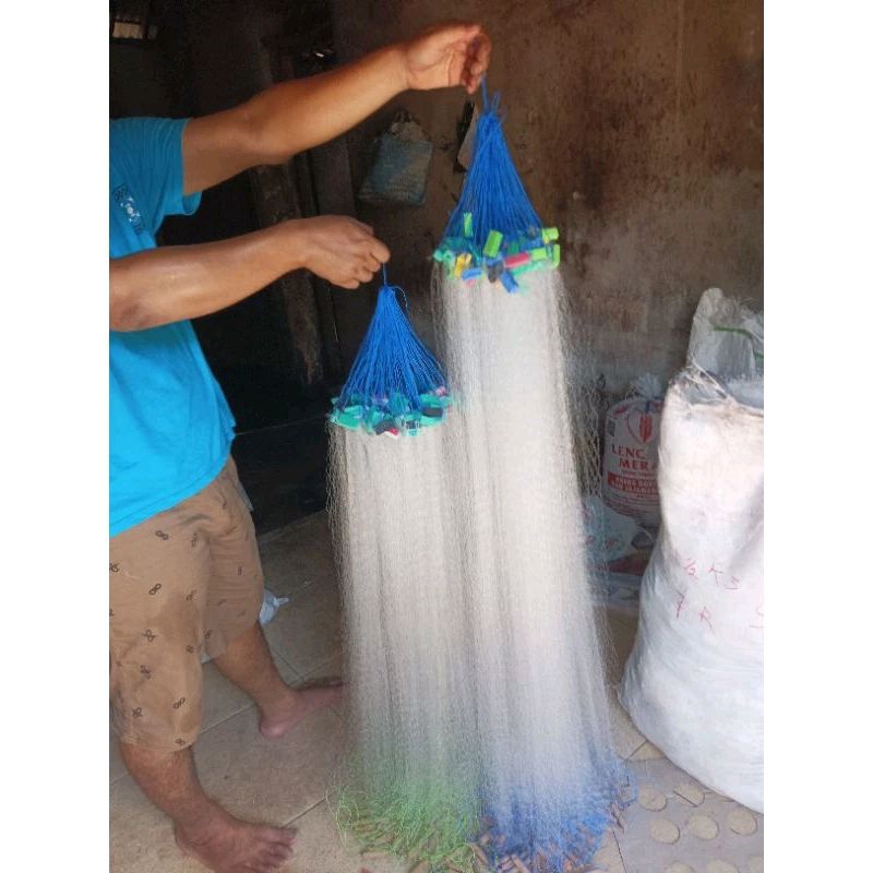 Jaring ikan siap pakai ~ senar 0.20 ~ panjang 10 meter
