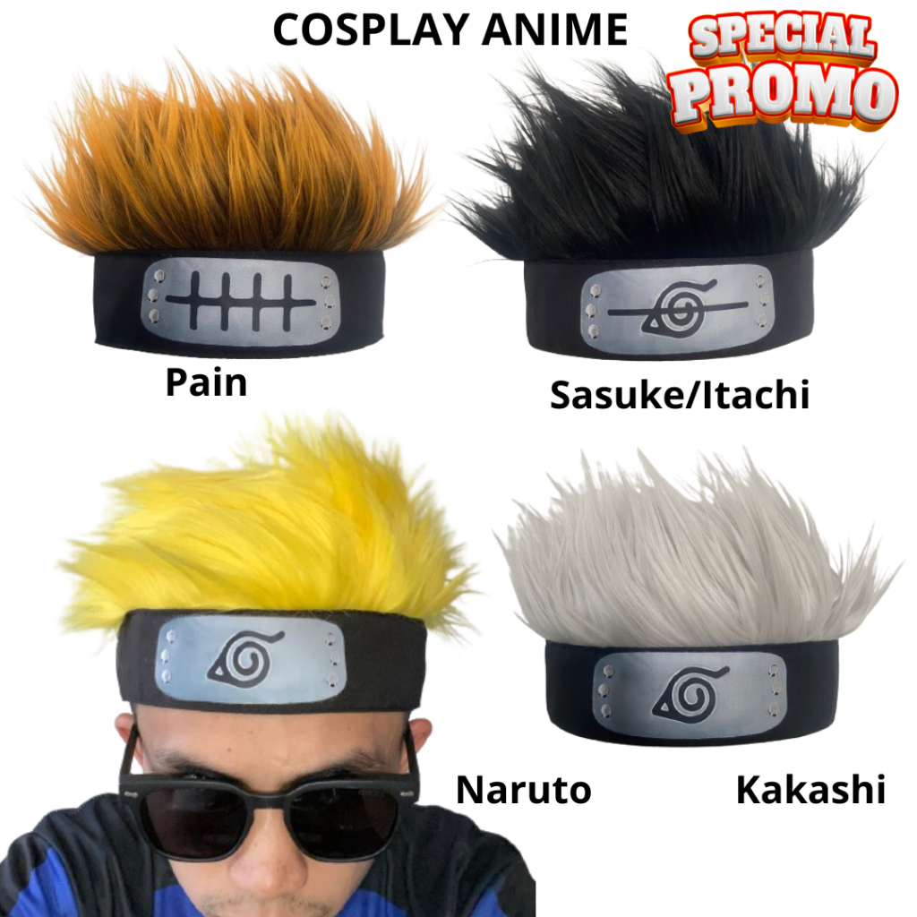 Wig Cosplay Anime, Naruto, Sasuke, Kakashi dan Pain