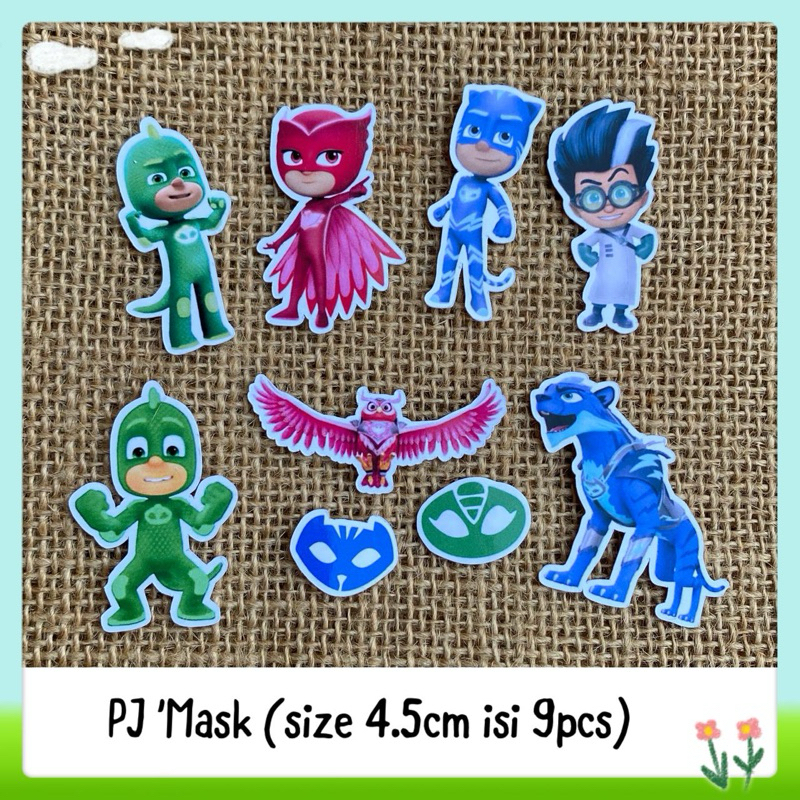 

9pcs sticker tempelan glossy kartun PJ mask