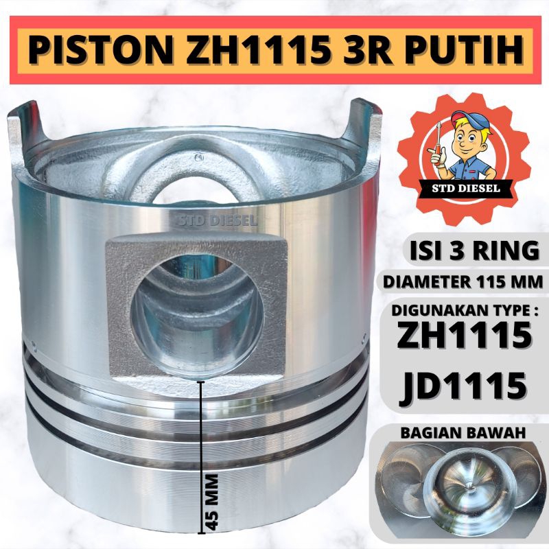PISTON ZH1115 3R MERK SEKER ZH 1115 3R JD1115 JIANGDONG JIANG DONG TOP 45MM DIAMETER 115MM SEKER SEH