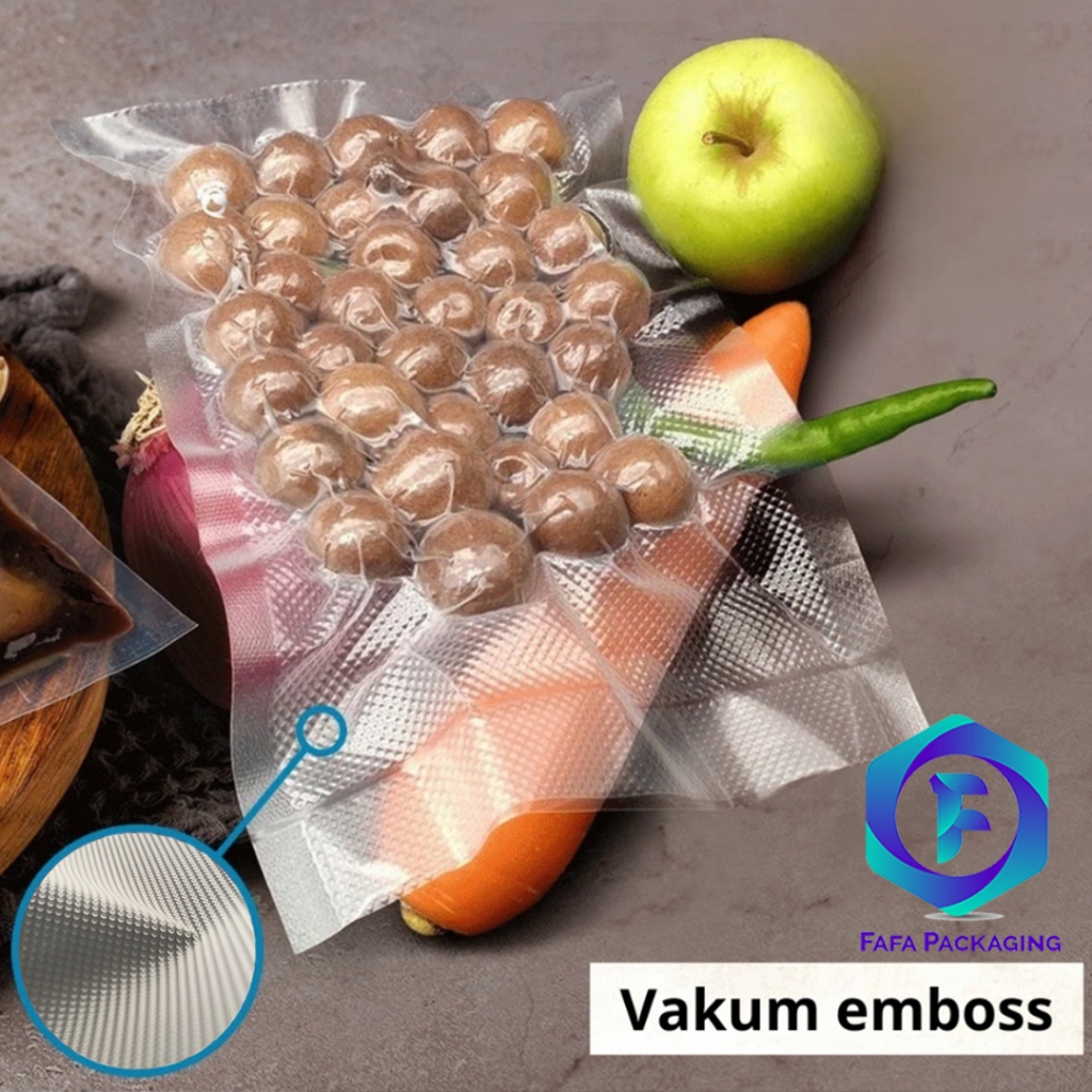 PLASTIK VACUUM EMBOSSED KEMASAN PLASTIK VAKUM BAG SEALER SATUAN VACUUM MAKANAN KETEBALAN 90 MICRON