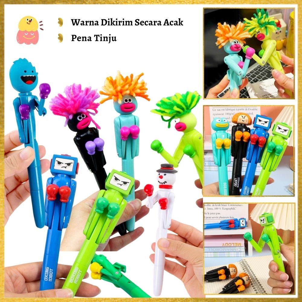 

<Ready>Pena tinju/pena gel dekompresi/alat tulis siswa/robot/monster bermata besar / pena gel kartun lucu / bolpoin dekompresi untuk siswa sekolah dasar