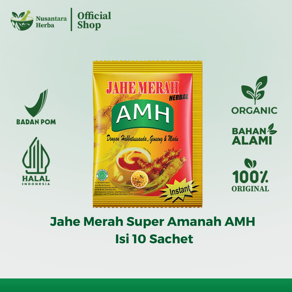 

Jahe Merah Super Amanah AMH Kemasan Kuning Perenceng Isi 10 Sachet