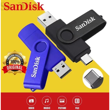 SANDISK FLASHDISK OTG TYPE C USB 32GB/64GGB/128GB FLASH DRIVE ULTRA DUAL USB 3.1 Flashdisk hp dan la