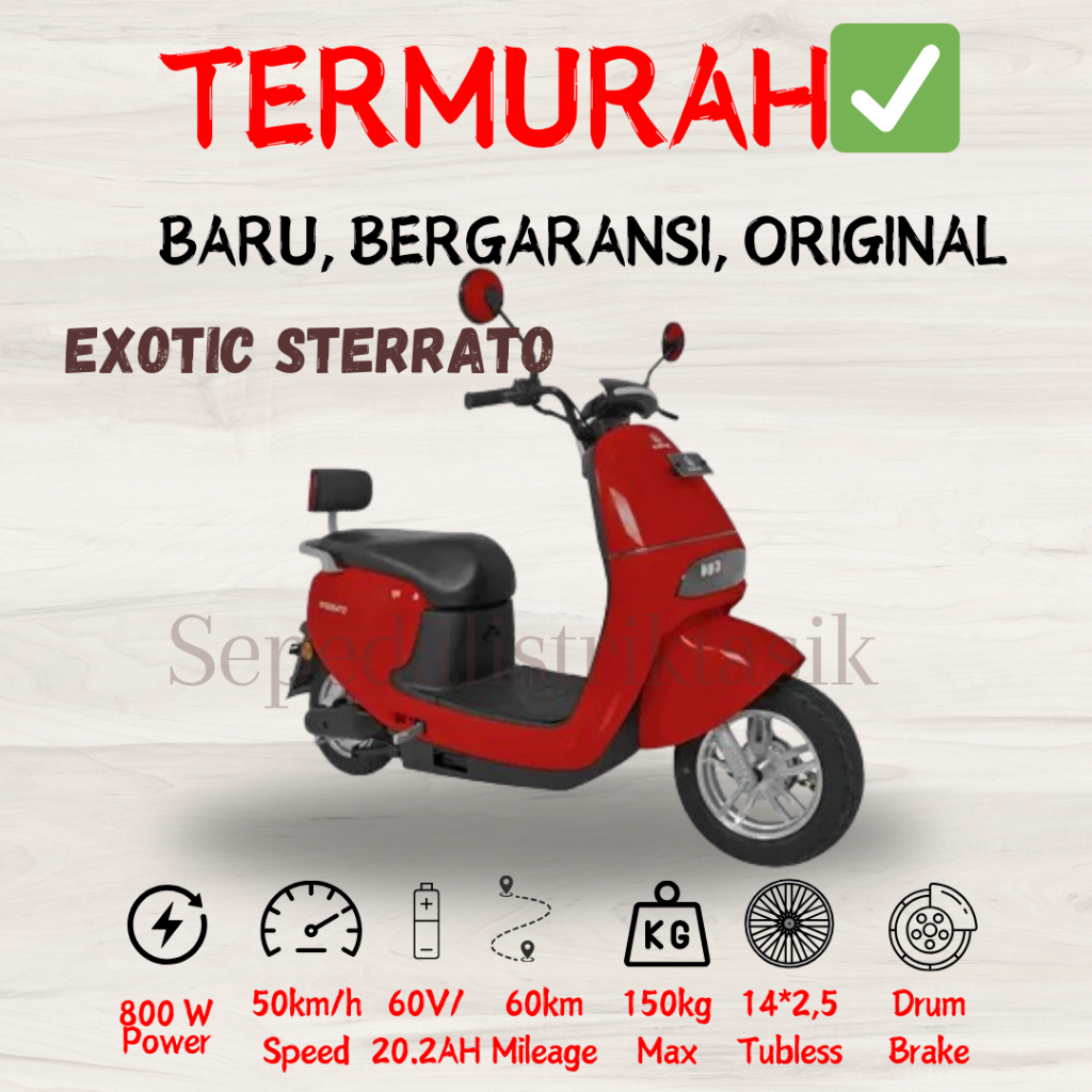 MOTOR LISTRIK EXOTIC STERRATO - ORIGINAL - GARANSI RESMI - MOTOR LISTRIK MURAH