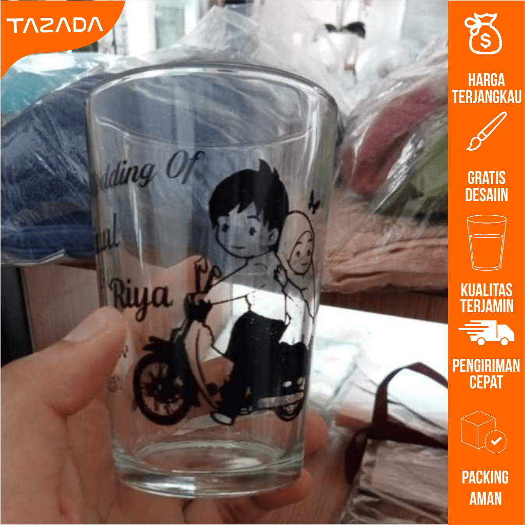 Gelas Kaca Custom / Gelas Souvenir