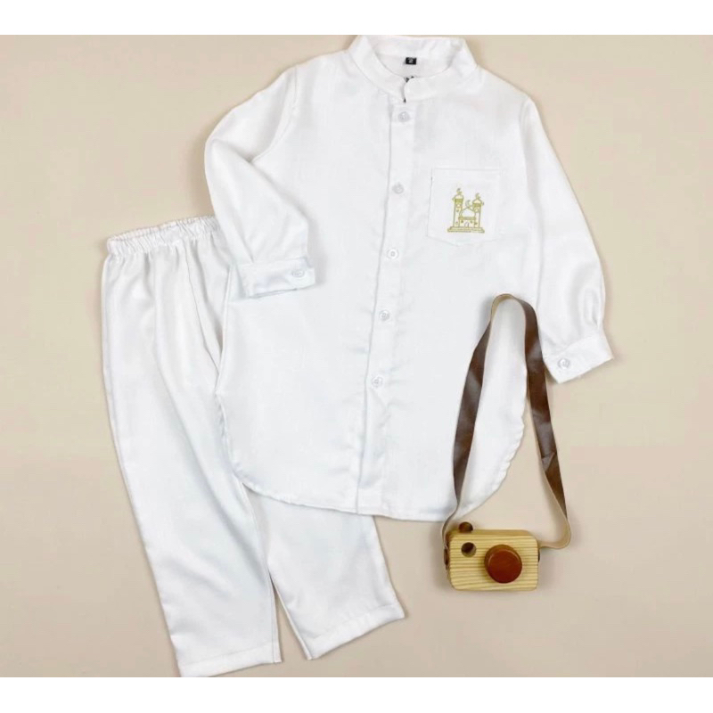 koko anak putih lengan panjang kurta anak manasik haji hari santri