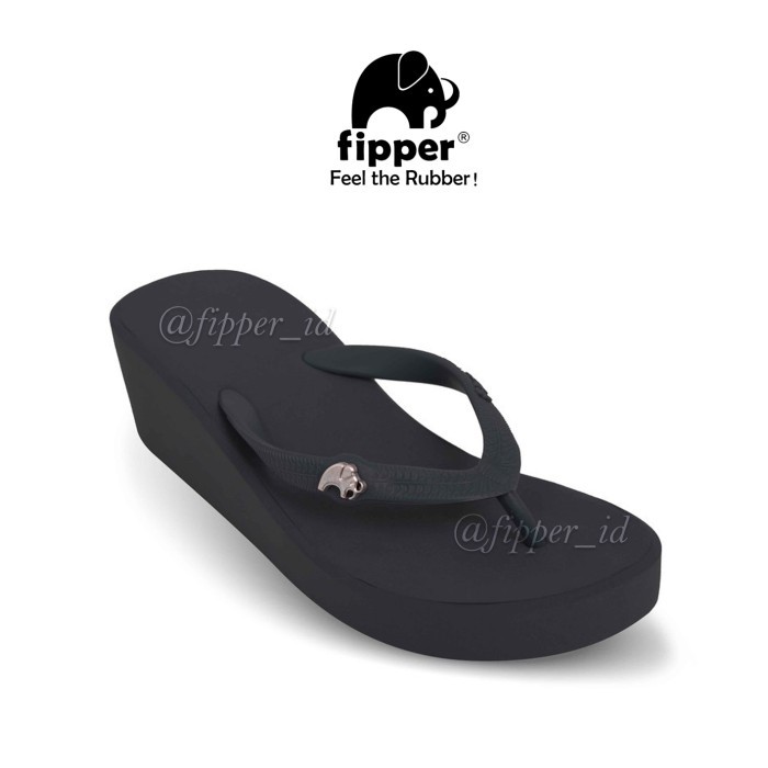 [FIPPER WEDGES-S] - Black - Sandal Wedges Perempuan/Wanita Original