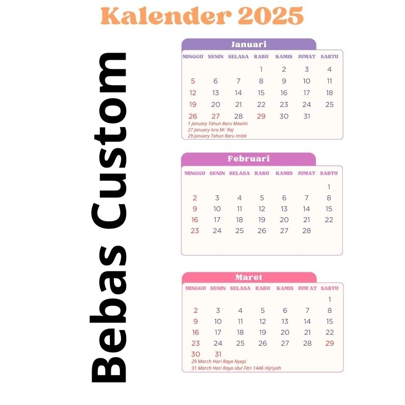 

Kalender Isi 4 Lembar Bahan Art Paper 120 Gsm