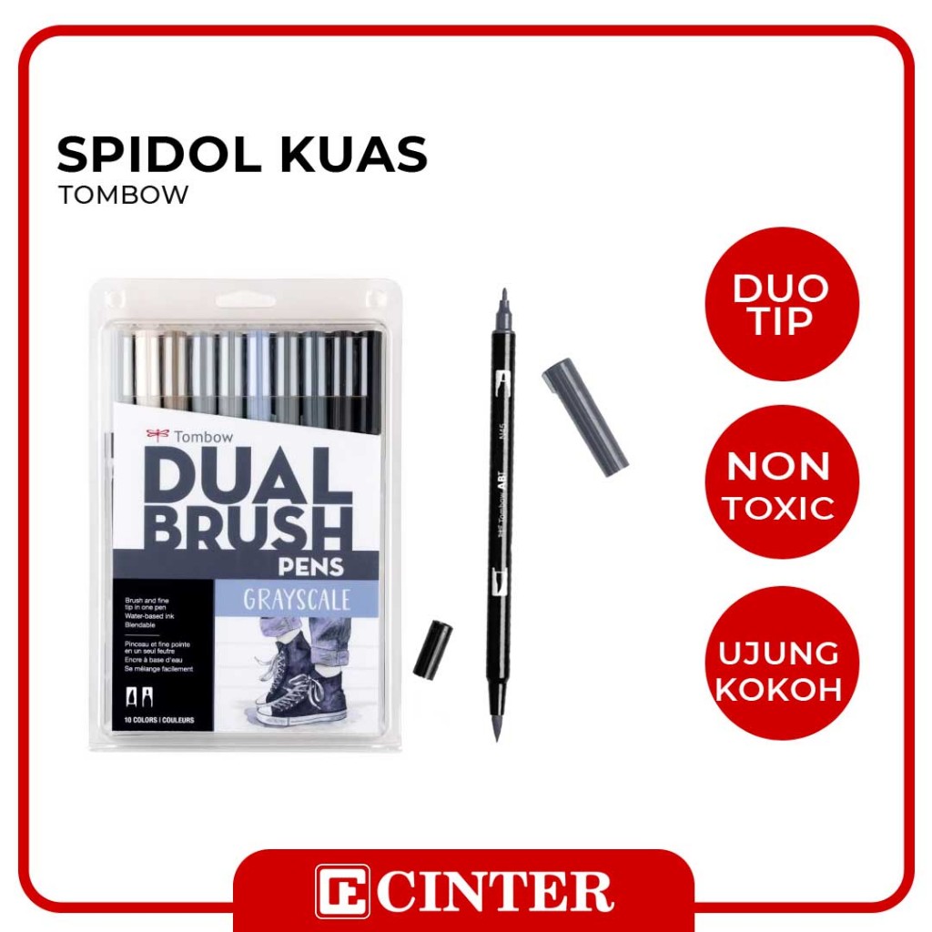 

TOMBOW - PENA HANDLETTERING / PENA KUAS / PENA KALIGRAFI / DUAL BRUSH PEN GRAYSCALE PALETTE SET ISI 10 WARNA