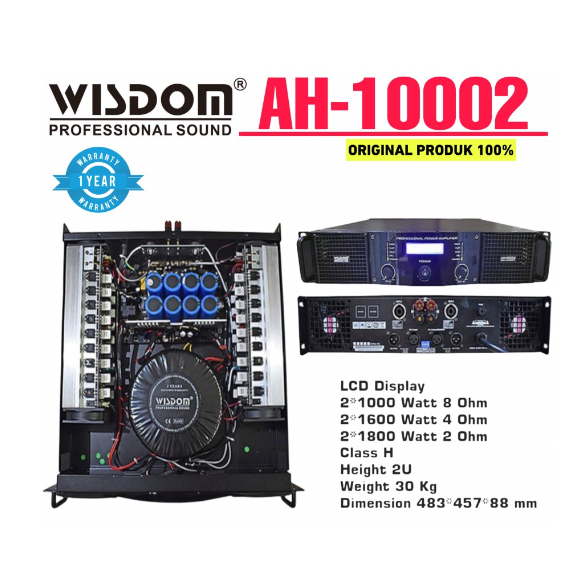 Wisdom AH10002 Amplifier Power 2-Channel Wisdom AH 10002