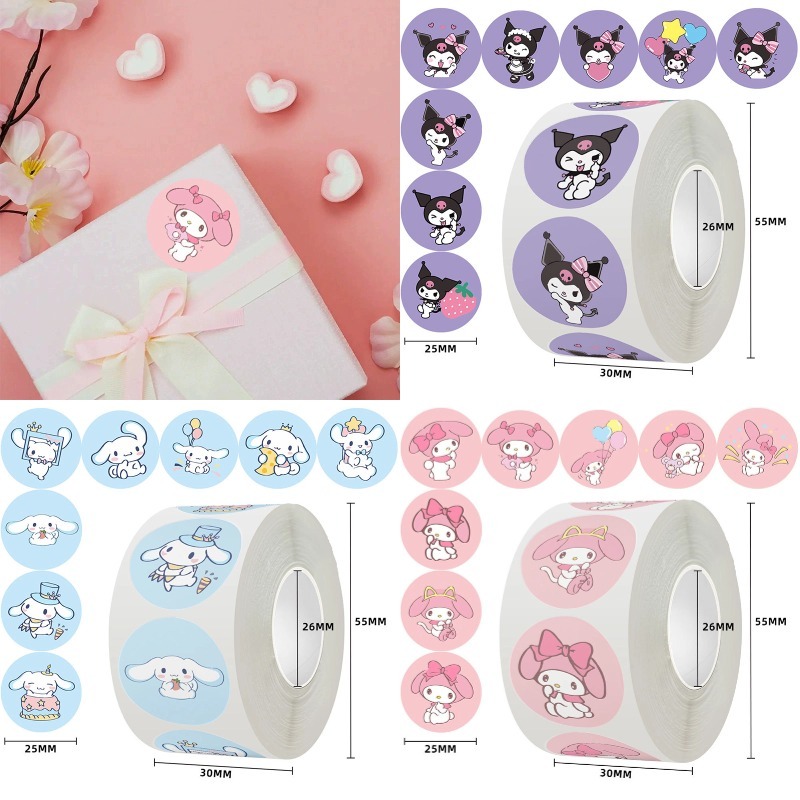 

✨COD 500PCS/ROLL Stiker Kartun Sanrio Stiker Penyegelan Kuromi Melodi Stiker Bulat Lucu Stiker Panjang Label Sticker Thank You For Your Order-GI