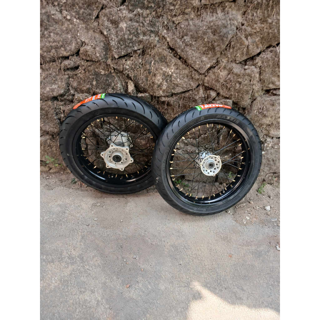 SUPERMOTO YAMAHA WR155 VELG ROSSI UKUR 300/350 BAN MAXXIS BARU 110 DAN 130