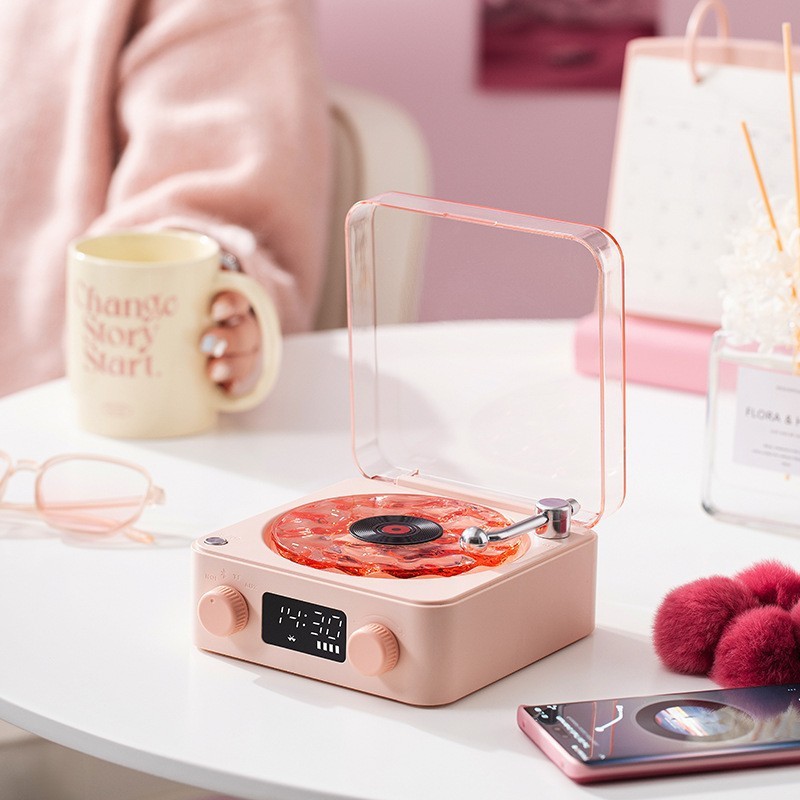 WAVE_Speaker Vinyl Player Retro Aqua Wave Music Audio Bluetooth Mini Aesthetic MusikBox