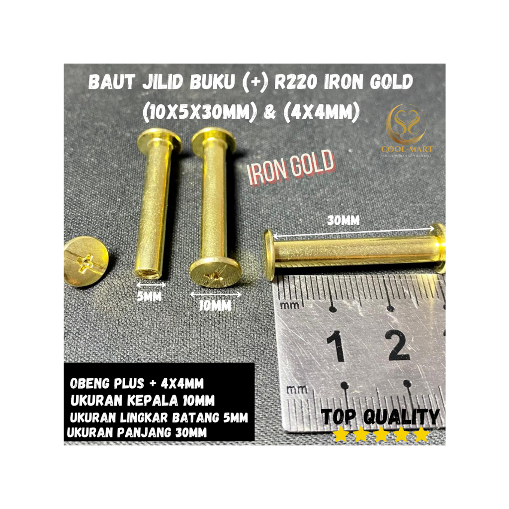 BAUT JILID BUKU (+) R220 IRON GOLD (10X5X30MM) & (4X4MM)