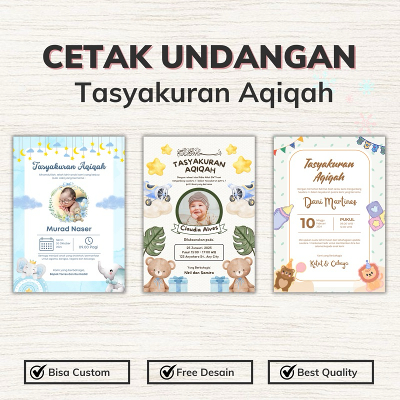 CETAK STICKER KARTU UNDANGAN TASYAKURAN AQIQAH TERBARU