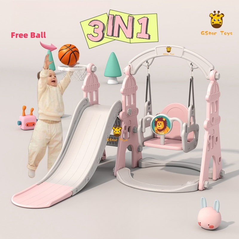 Gstar 5in1 Perosotan Anak Premium Dilengkapi Ayunan Seluncuran Anak/3in1 Mainan Ayunan Dan Perosotan