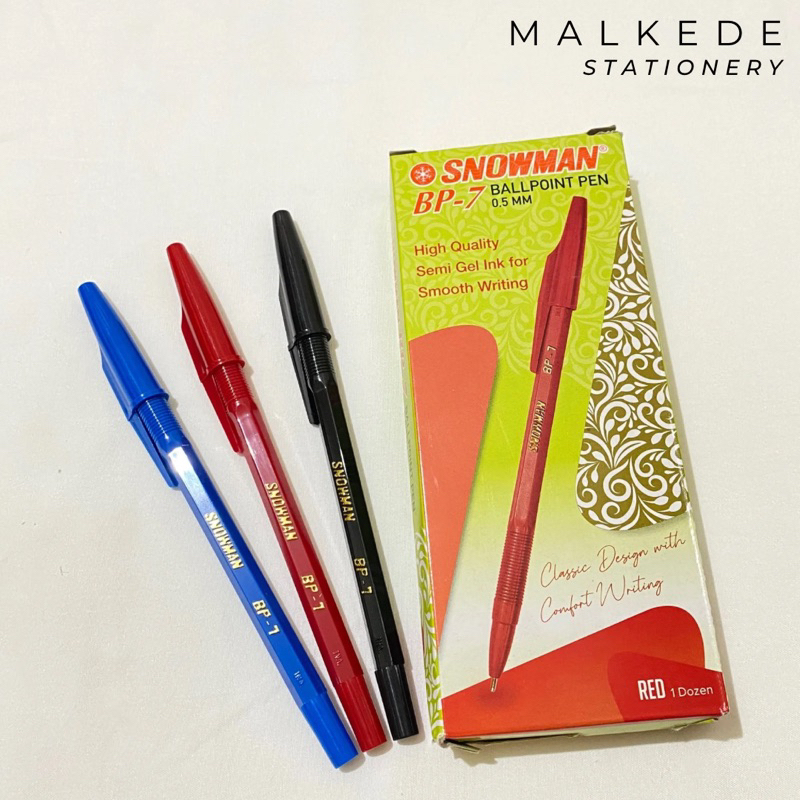 

PENA/PULPEN SNOWMAN BP 7 | 0,5MM | PENA MURAH (1Lsn = 12 Pcs)