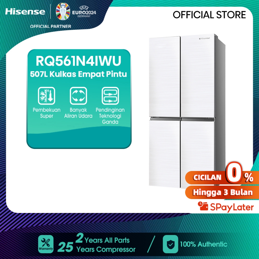 Hisense Kulkas 4 Pintu (Refrigerator) Lemari Es Kapasitas 507L RQ561N4IWU - White