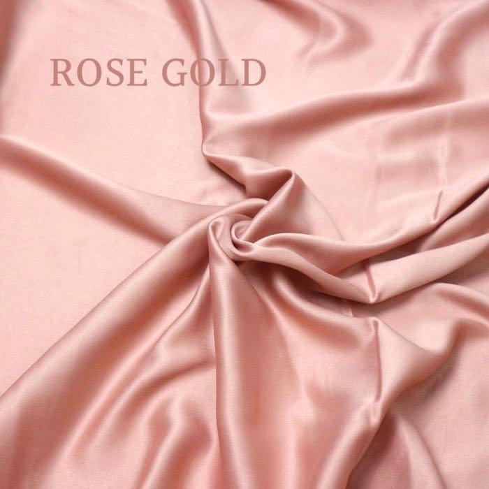 Kain Satin Velvet Rose Gold Premium Silk Bahan Baju Bridesmaid Pink Meteran