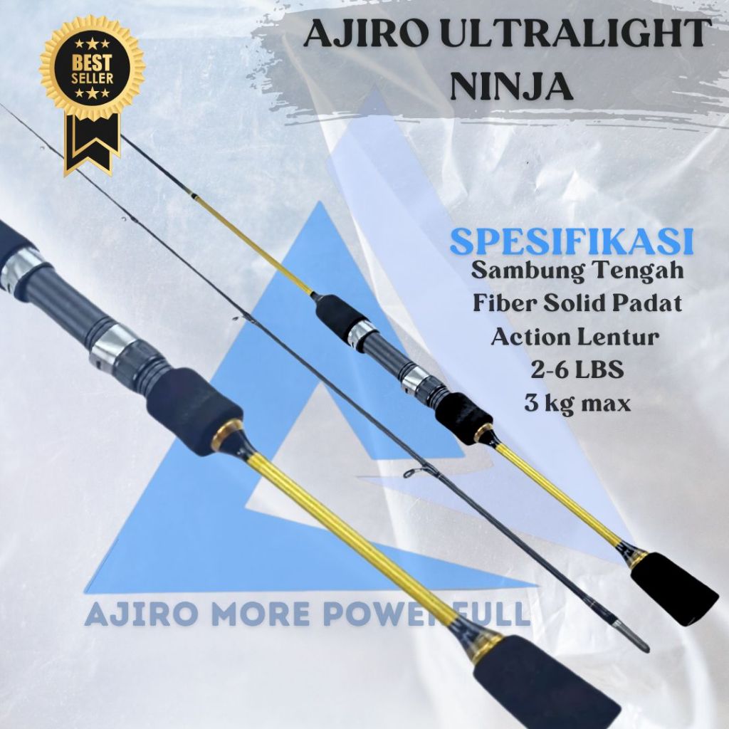 joran pancing ul ultralight fiber solid ajiro ninja 150 165 180 198 210 cm