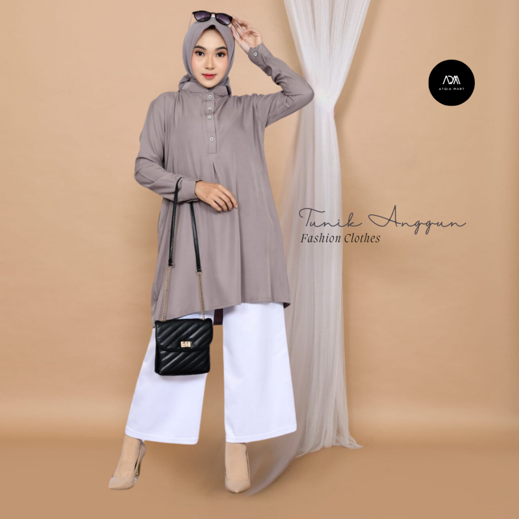 Atqia_Mart - Busana Muslim Tunik Wanita Polos Cantik Simple Atasan Wanita  Terbaru Ukuran Jumbo Seta