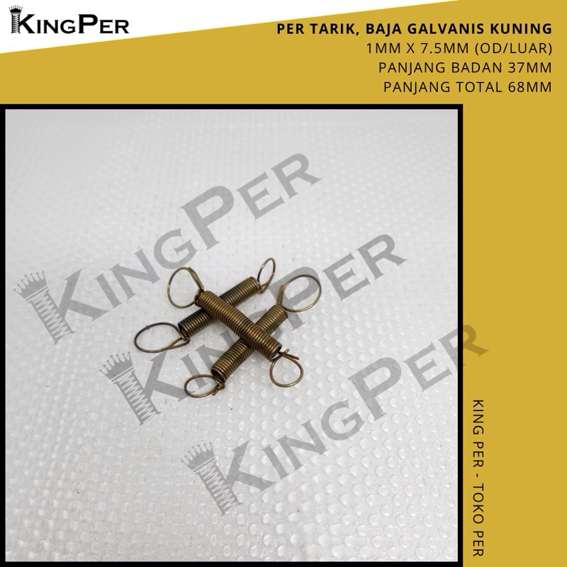 Per Tarik Baja Galvanis Kuning 1mm x 7.5mm (OD), Panjang Badan 37mm, Panjang Total 68mm. Extension S