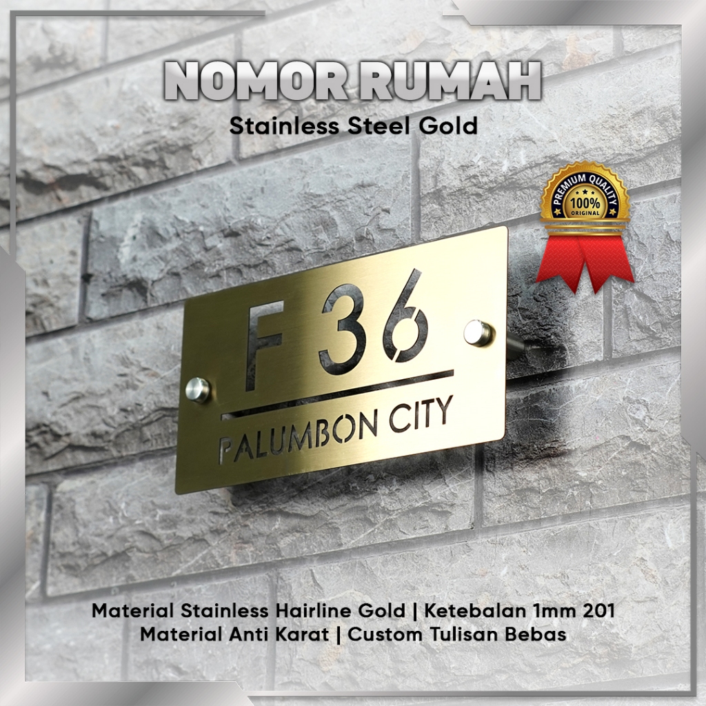 Nomor Rumah Stainless Steel Gold Emas Terbaru