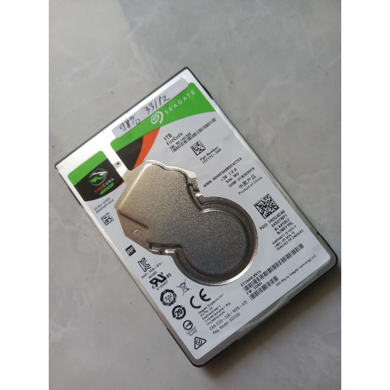 hdd/harddisk sshd laptop seagate firecuda 1tb ori preloved/second health 100%
