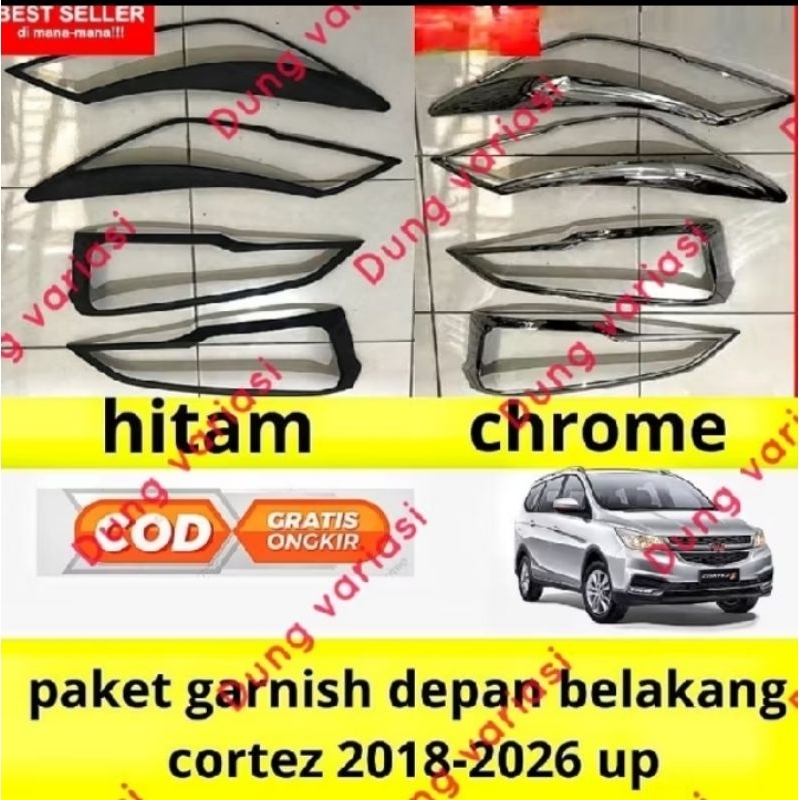 garnish lampu depan mobil wuling cortez head kamp garnish hitam,chrome