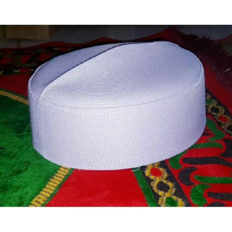 peci kopiah batok pendek ceper 6 cm peci haji peci kalbut putih  almustofa kwalitas super premium